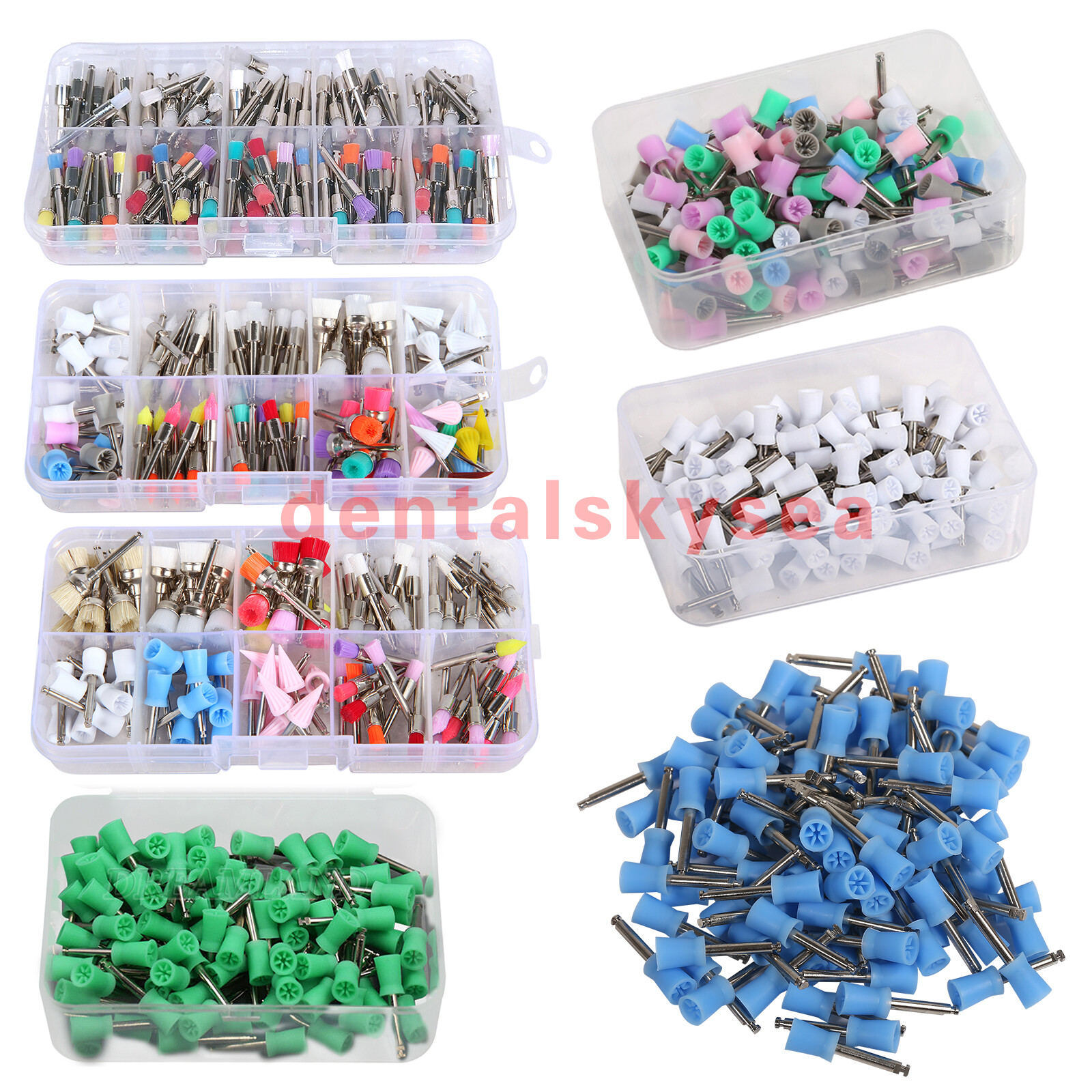 100 * Dental Rubber Prophy Teeth Polish Polishing Cups Brushes Latch Type Colors