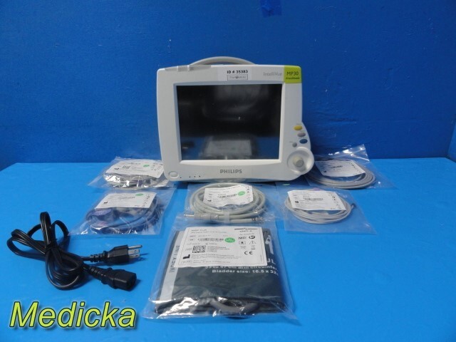 2010 Philips Intellivue MP30 Patient Monitor W/ MMS Module & NEW Leads ~ 35383
