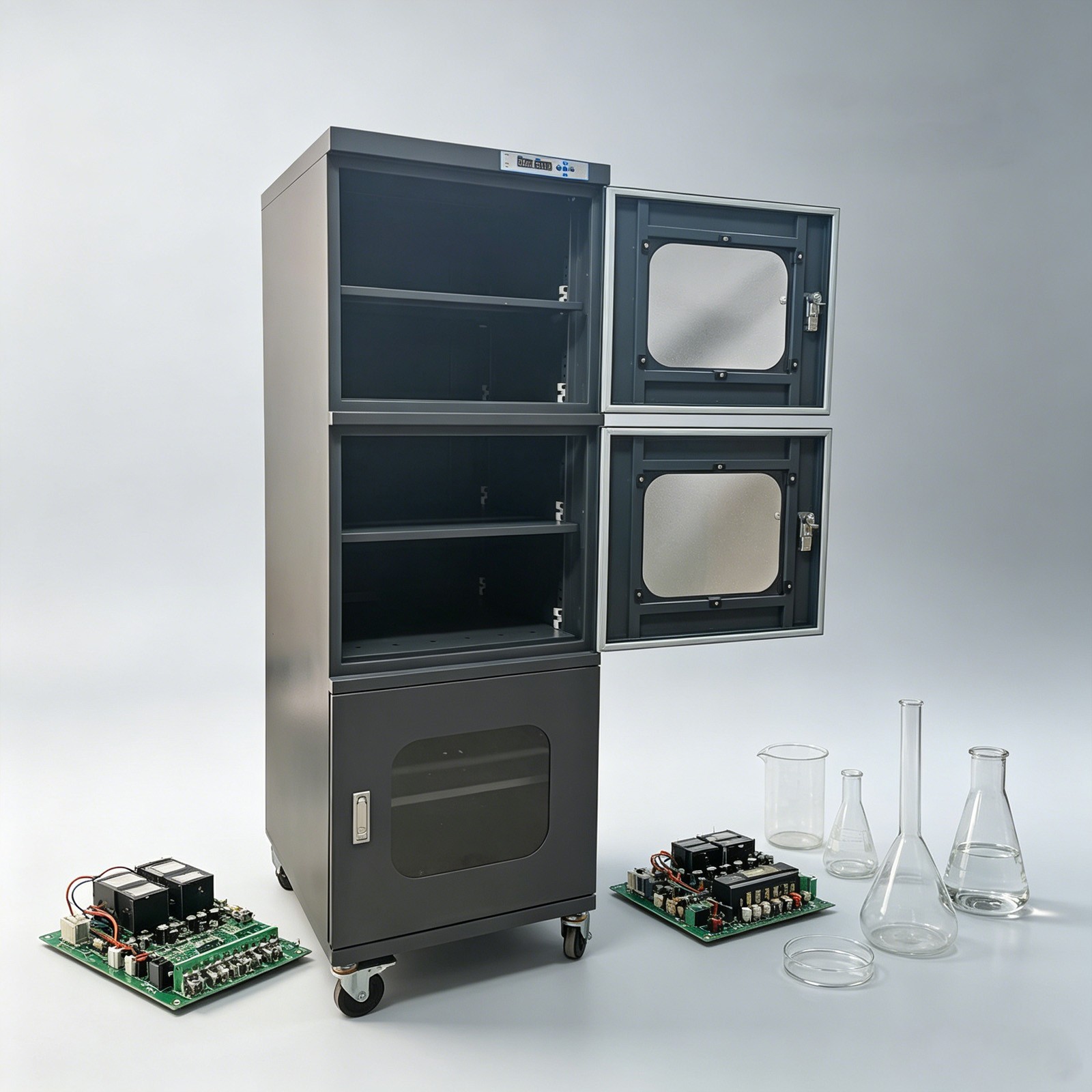 728L 3Door Dry Cabinet 1-10% RH Industrial Moisture Proof Storage Desiccator110V