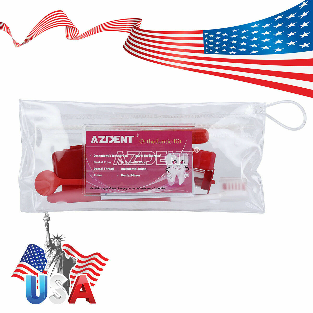 Dental Orthodontic Kit Toothbrush Brush Wax Oral Hygiene Care Travel Portable