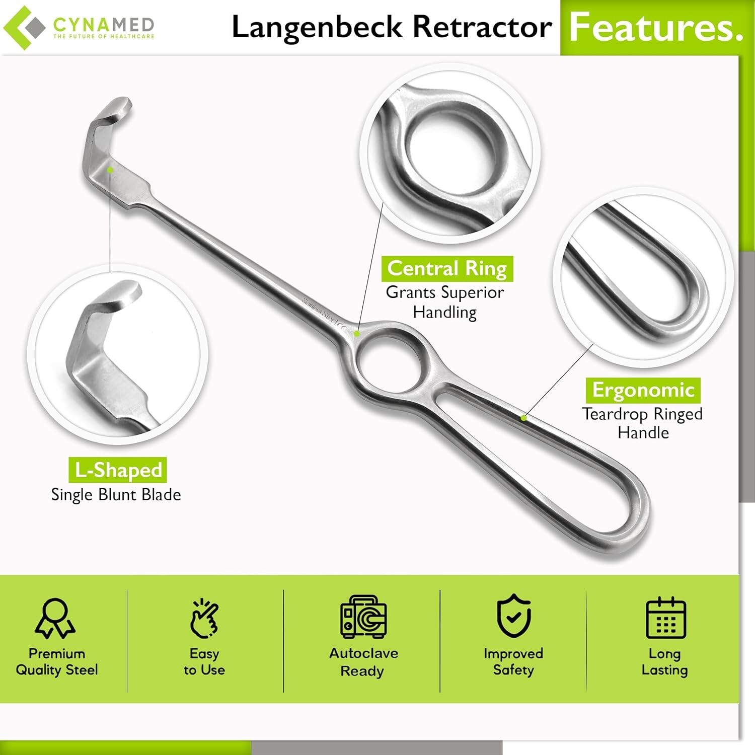 Cynamed Set of 9 Langenbeck Retractor, 8.5 in. Length