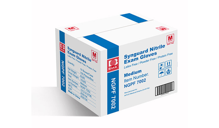 1000 MEDIUM SYNGUARD NITRILE LATEX-PROTEIN FREE EXAM GLOVES 10 BOXES/100