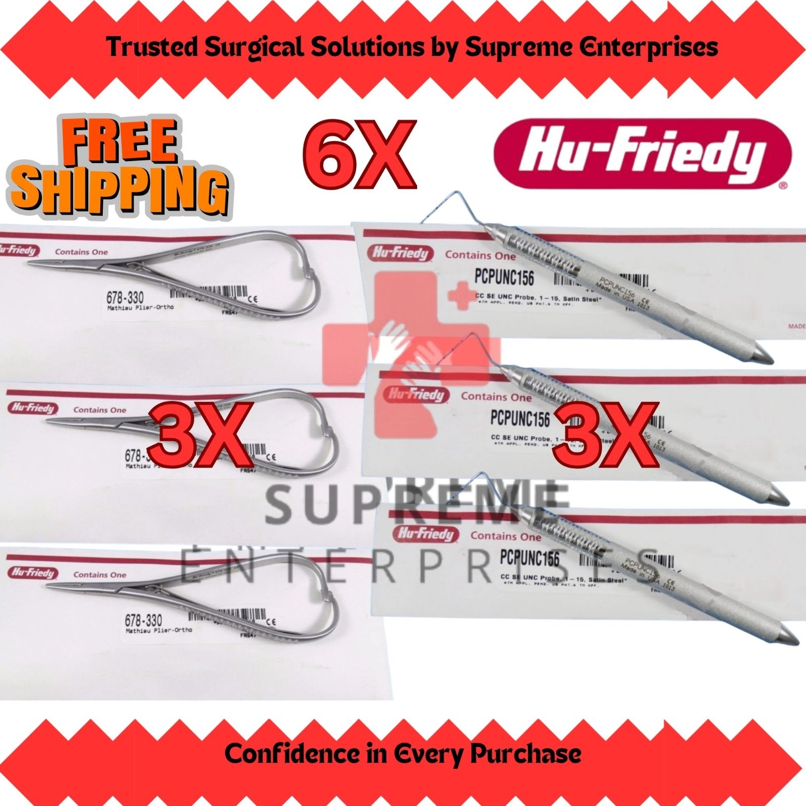 LOT OF HU FRIEDY (3) Mathieu 678-330 (3) Probe CP15 PCPUNC156