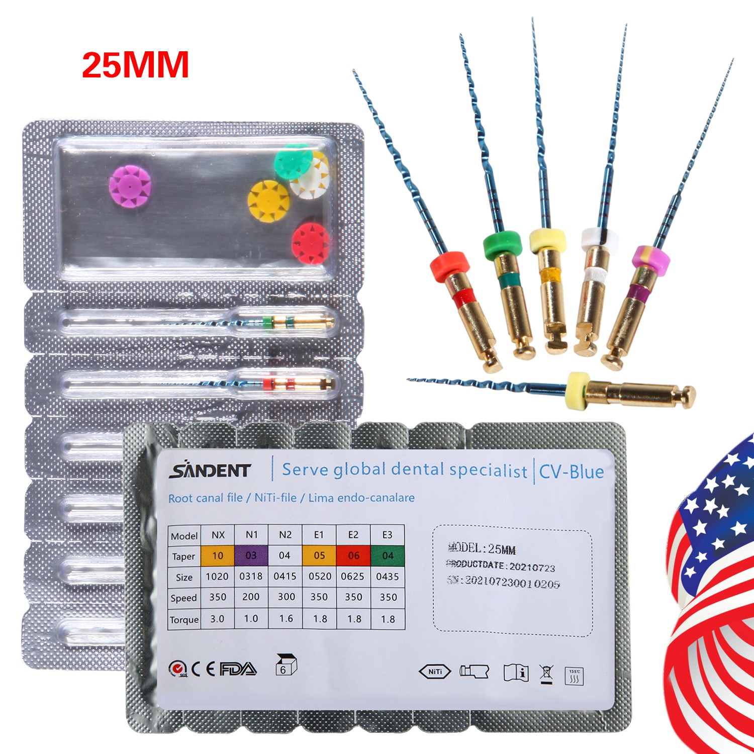 6X Endo Rotary files X-Pro Gold Taper Root Canal endodontic files 25MM