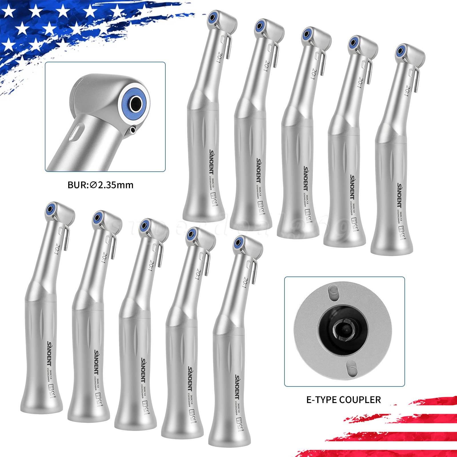 1-10 Pcs Dental Surgical 20:1 Reduction Implant Contra Angle Handpiece NSK Style
