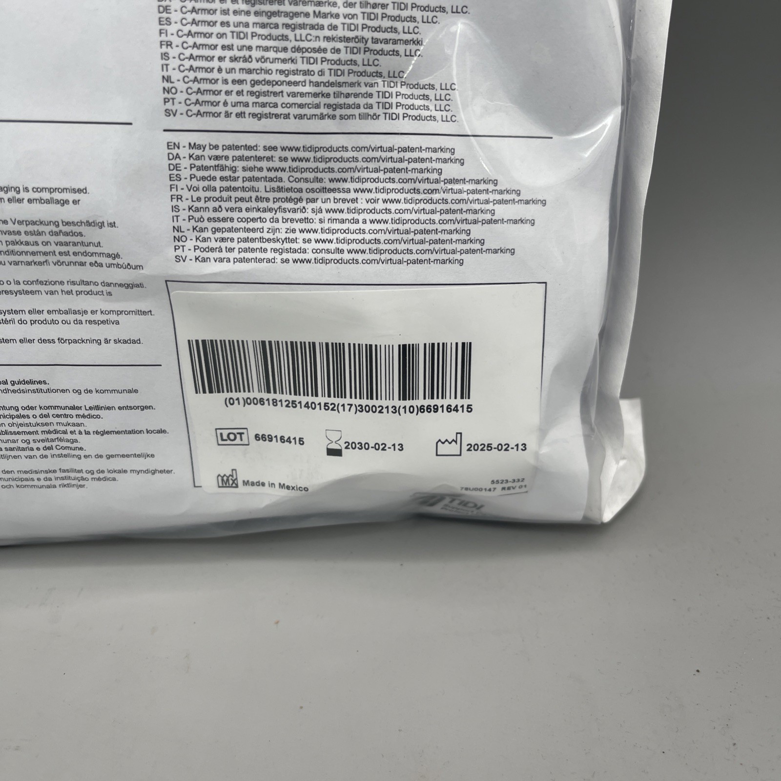 TIDI C-ARMOR DRAPE REF 5523 EXP 2030