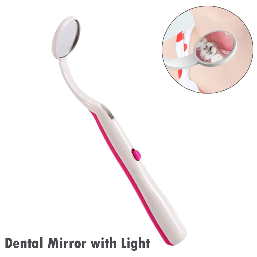 Mirror With LED Light Oral Teeth Checking Mirror Tooth Care Dentist Tools Pink