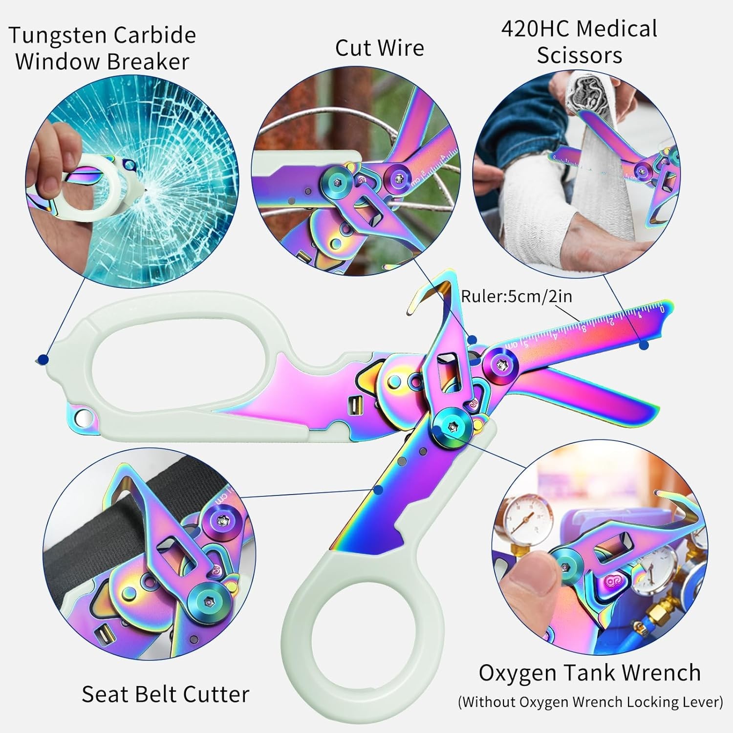 6 in 1 Multi-function Trauma Shears with Strap Cutter and Glass Breaker, with…