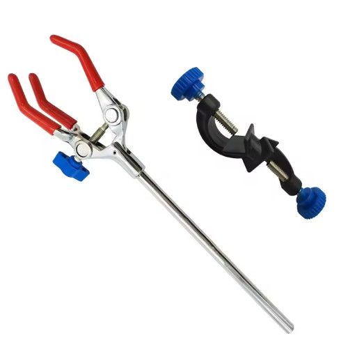 Lab Clamp 3 Prong Finger Rubber-Coated Head a Black Laboratory Stand Clip M6M1