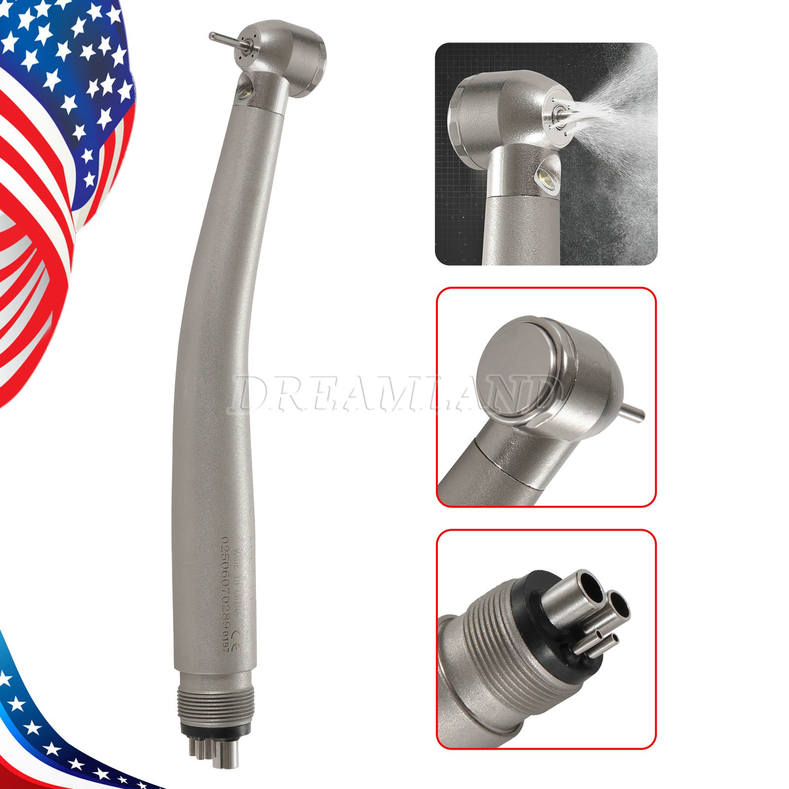 Dental LED integrate E-generator High Speed Handpiece 4 Hole 4 Water Spray Big