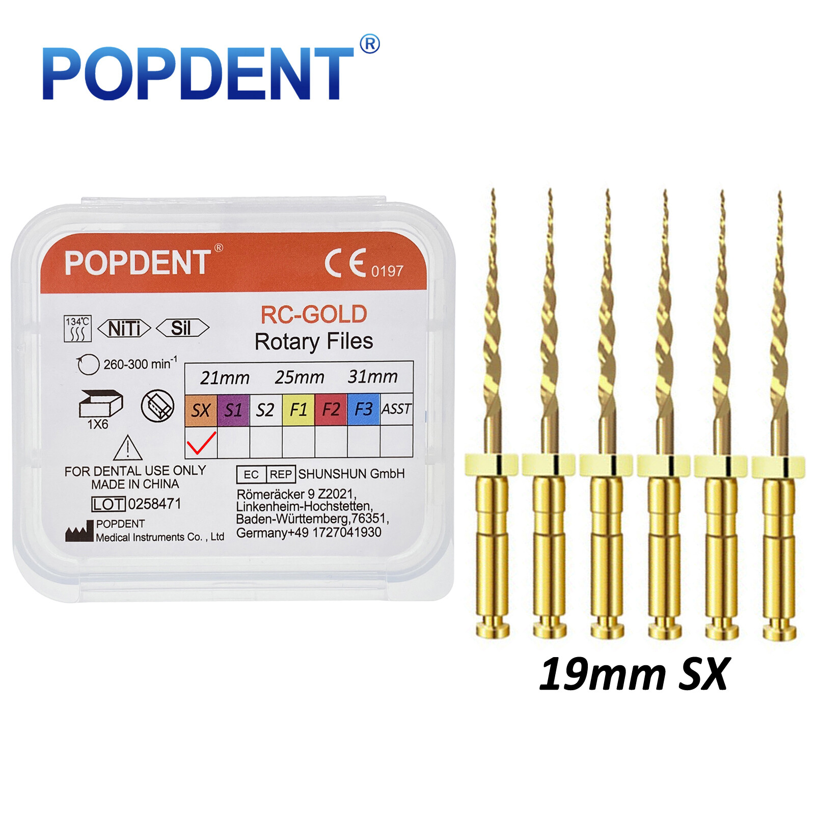 Dental Endo Files Rotary Files X-pro Gold Taper Root Canal Files 21/25mm POPDENT