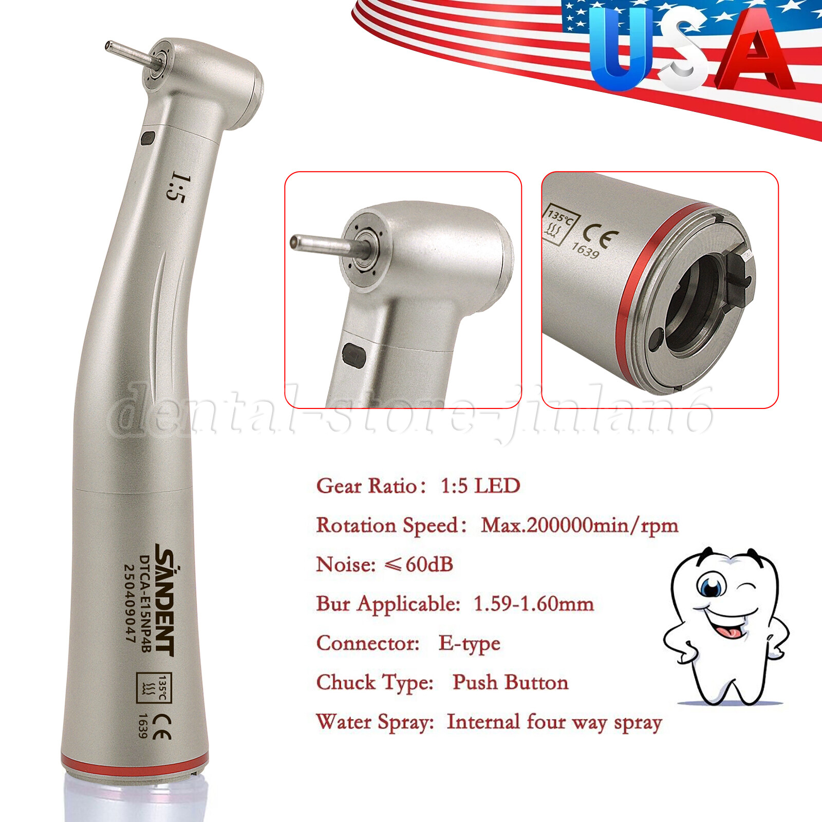 Woodpecker Style 1:5 High Speed Handpiece for MT2 MT3 Dental Electric Motor