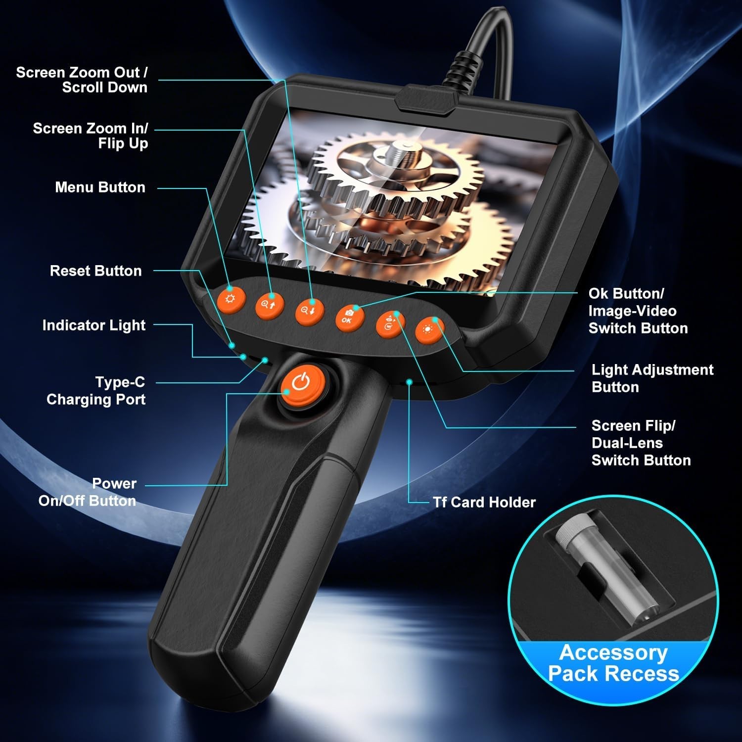 Waterproof Inspection Camera with 4.3″ LCD – Perfect for Car & Pipe Repairs