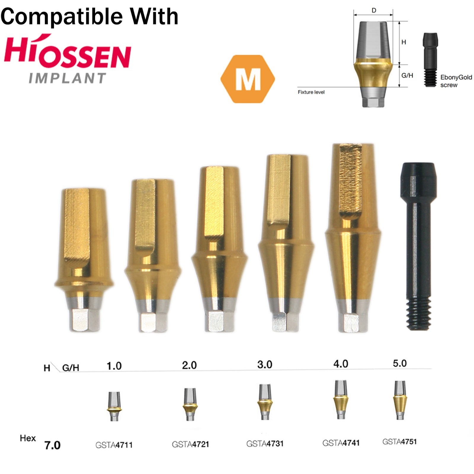 US Dental Titanium Straight Transfer Abutment Mini Ø4.5mm Fits Hiossen Osstem TS
