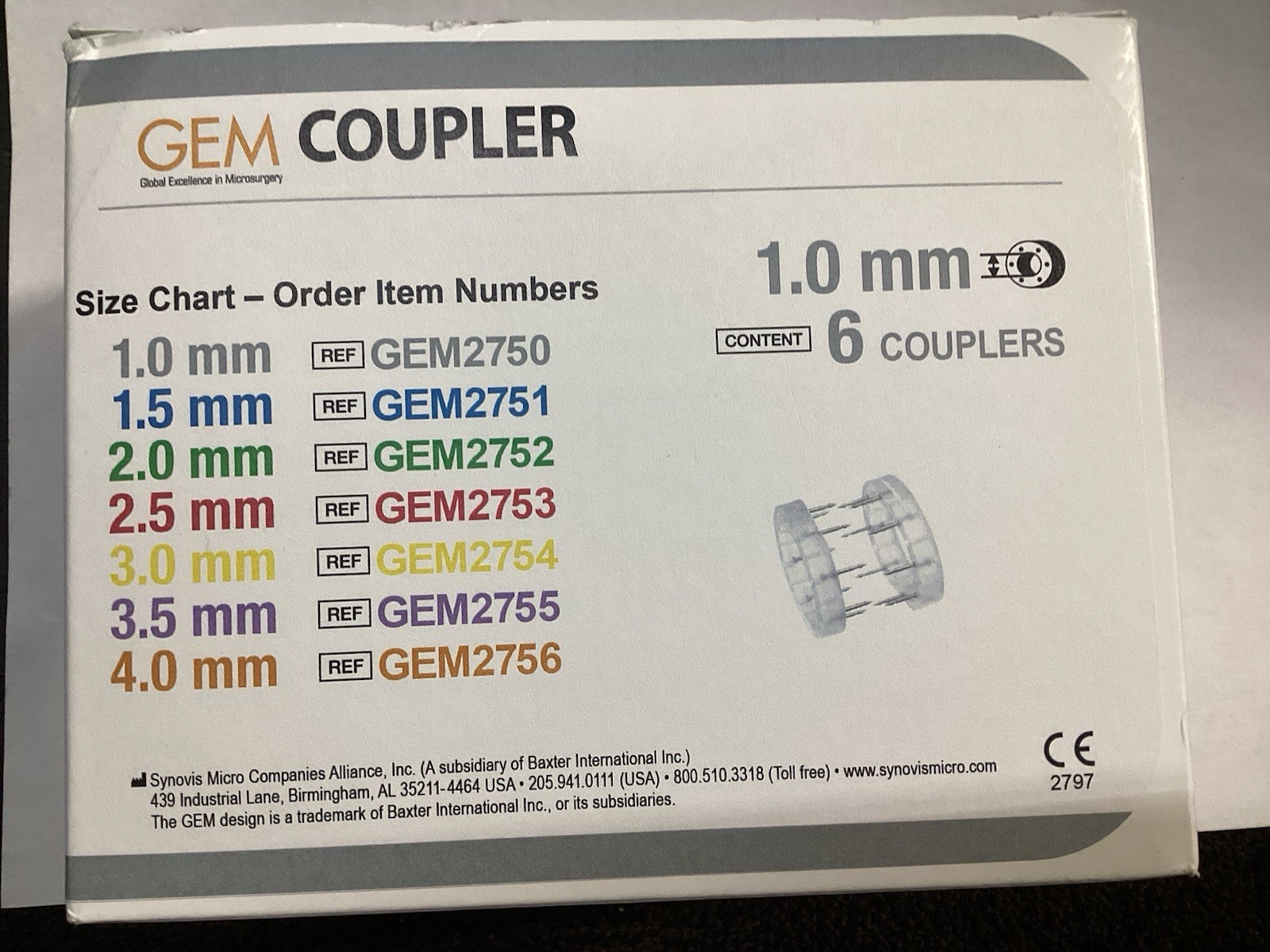 Synovis 3.5mm Gem Coupler # GEM2750 (Exp 6-03-2027) #(5A10)