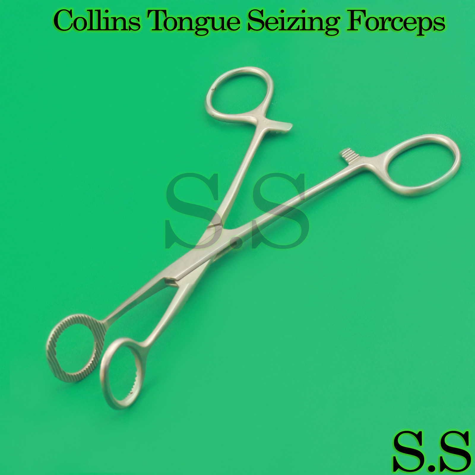 Surgical Collins Tongue Seizing Forceps 6.5″ Jaws Wide 20mm Instruments