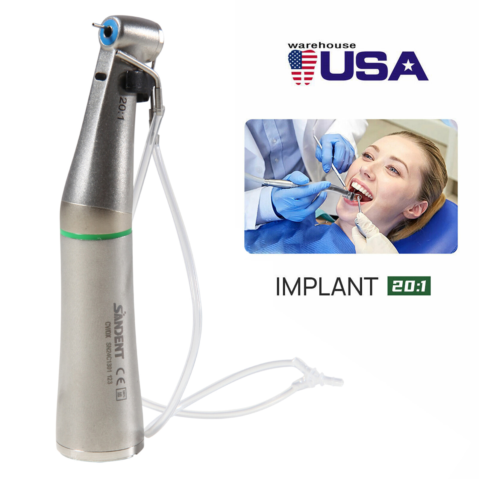 Ti-MAX Style Dental 20:1 Implant Fiber Optic LED Contra Angle Handpiece Fits NSK