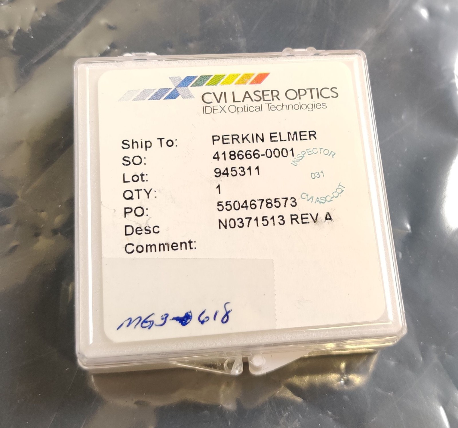 CVI Laser Optic Lens MG3-618 PerkinElmer N0371513 for Spectrophotometers