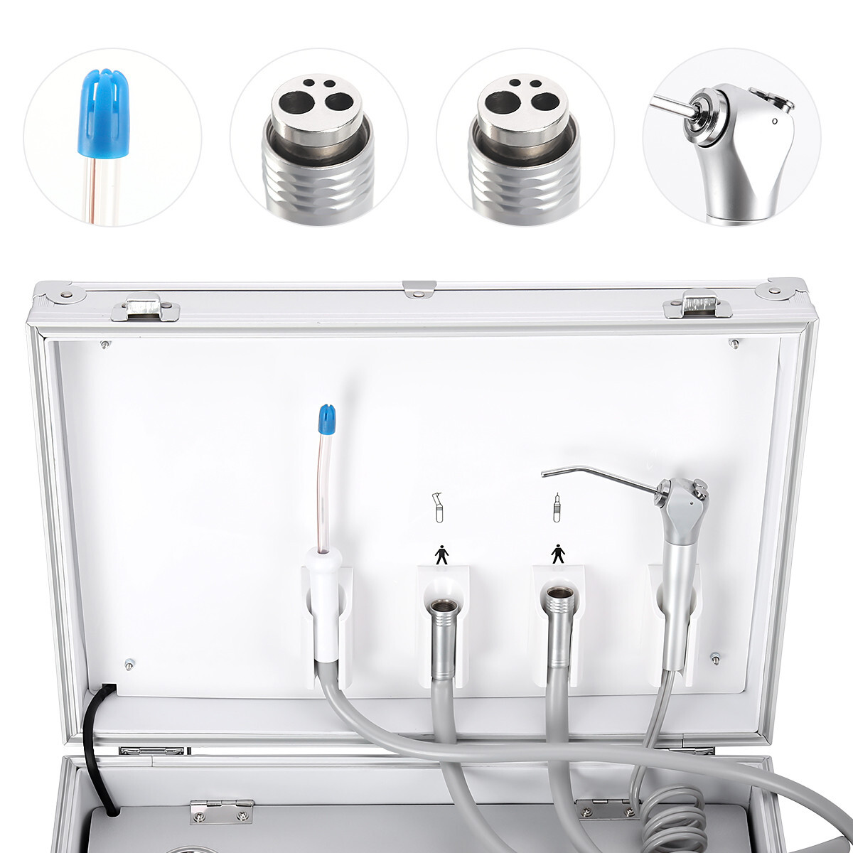 Dental Mobile Delivery Unit Treatment Case Air Compressor Syringe Suction 4Hole