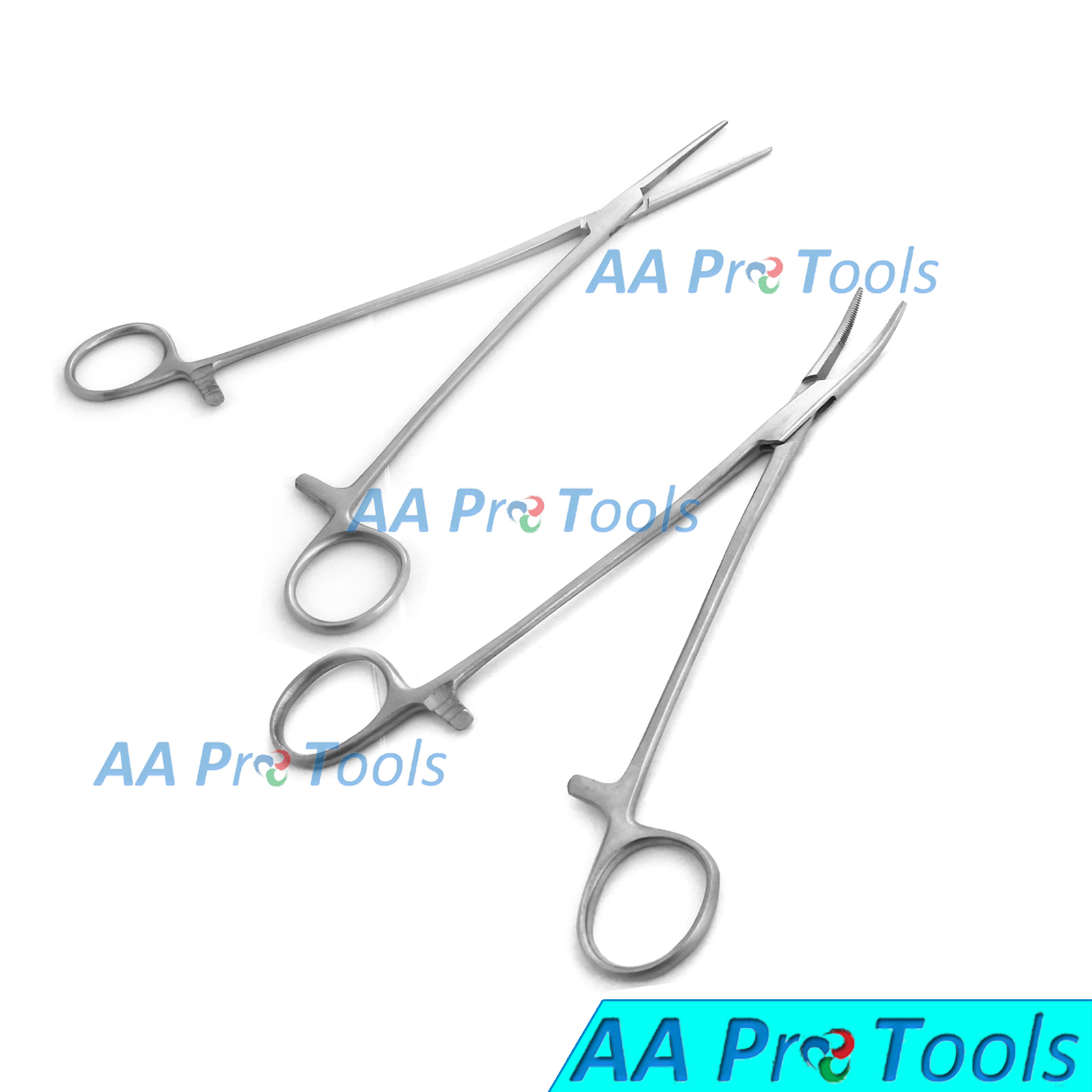 AA Pro: Kelly-Rankin Hemostat Forceps Straight+Curved Retractable Surgical Tools