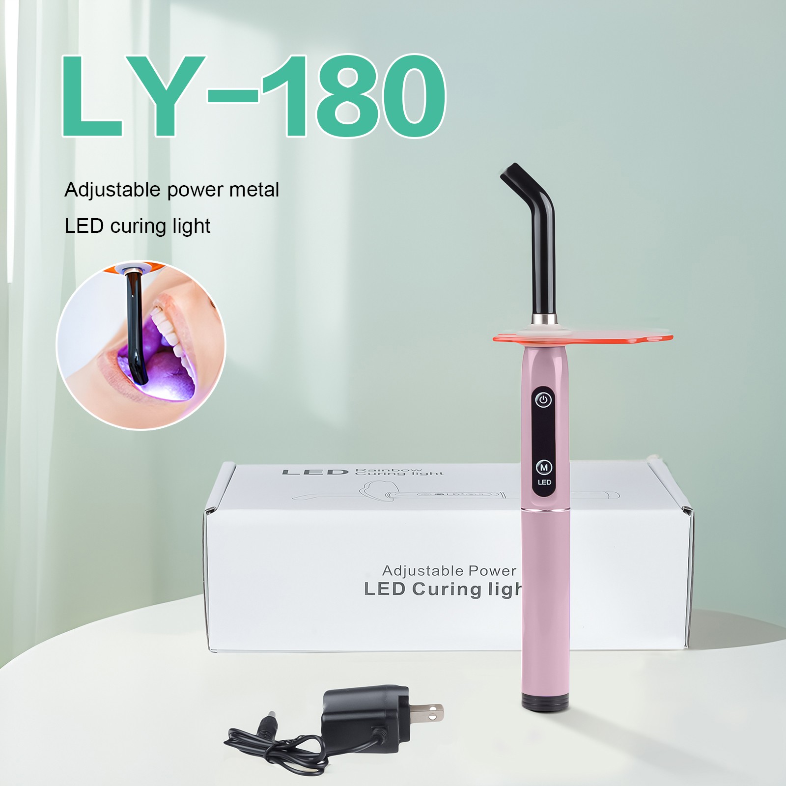 5W Dental High Power Wireless Curing Light 800-2400mw/cm2 Resin LY-A180C Pink US