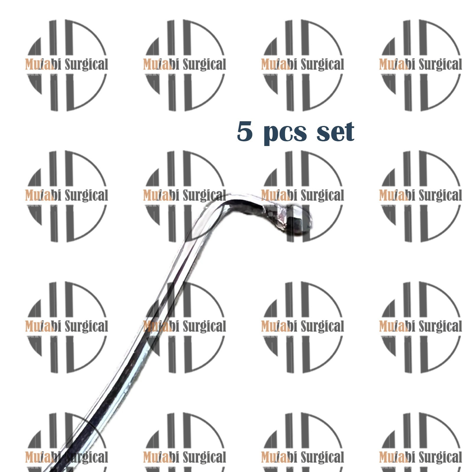 5PCS Kuhn Frontal Sinus Seeker, Double-Ended, Size #3, Hexagonal Handle ENT