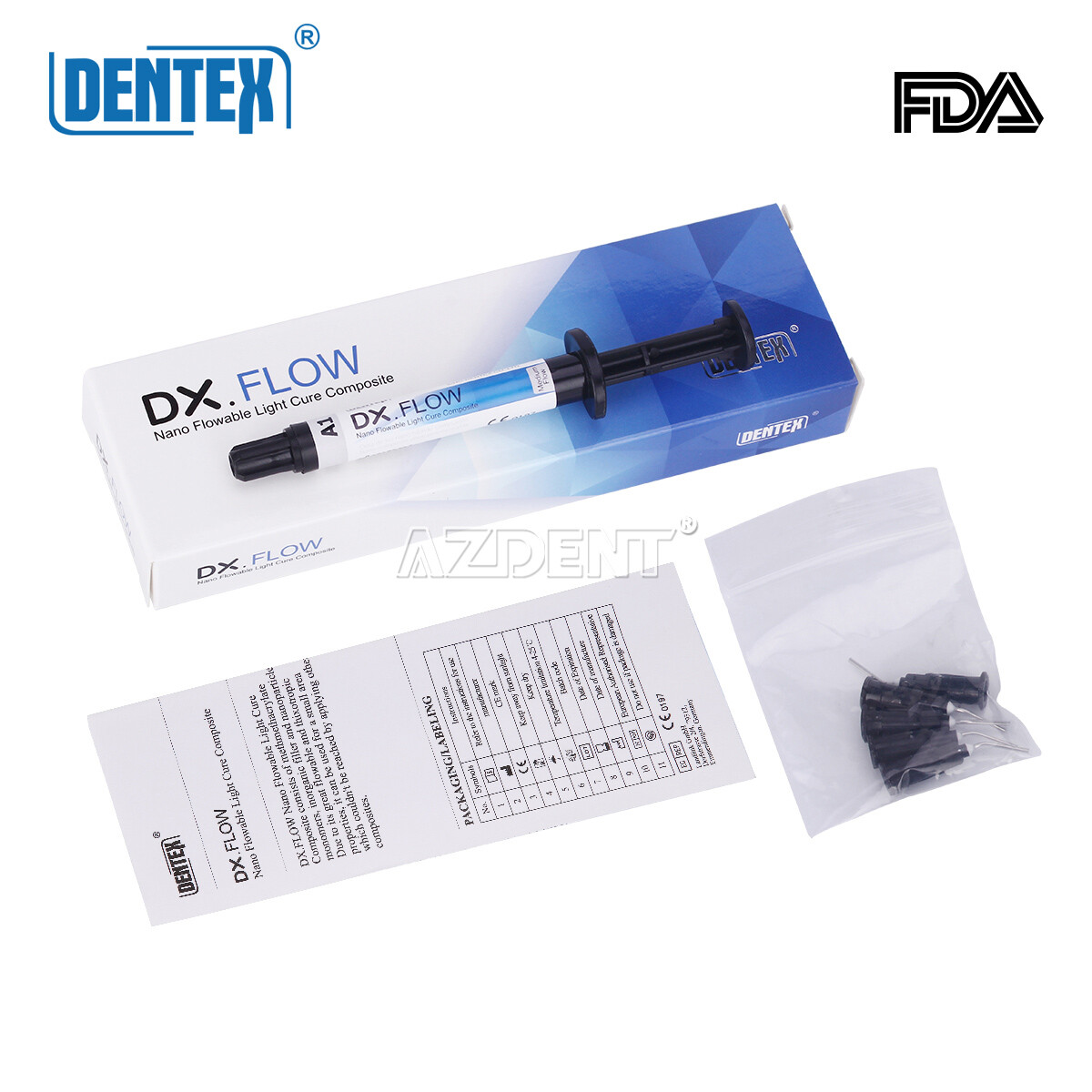 DX.FLOW DENTEX Flowable Medium Flow Light Cure Composite Resin A1, A2, A3