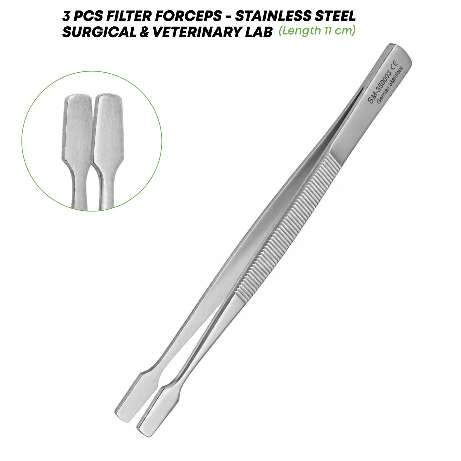 3 Pcs Filter Forceps 11 cm Stainless Steel Veterinary & Surgical Lab Instrument