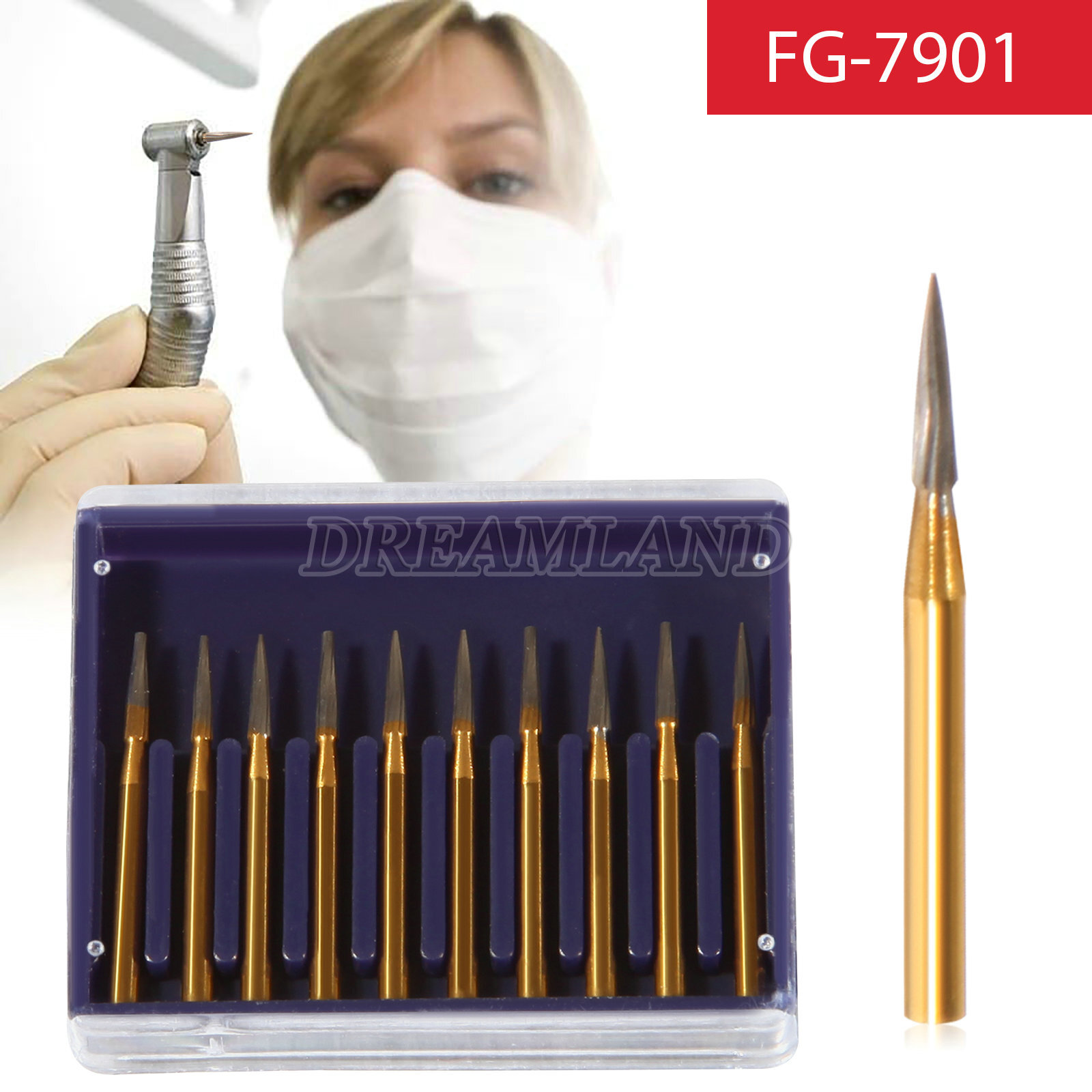 Dental Tungsten Carbide Trimming & Finishing Burs Drill Flame FG 7901 10-50pcs
