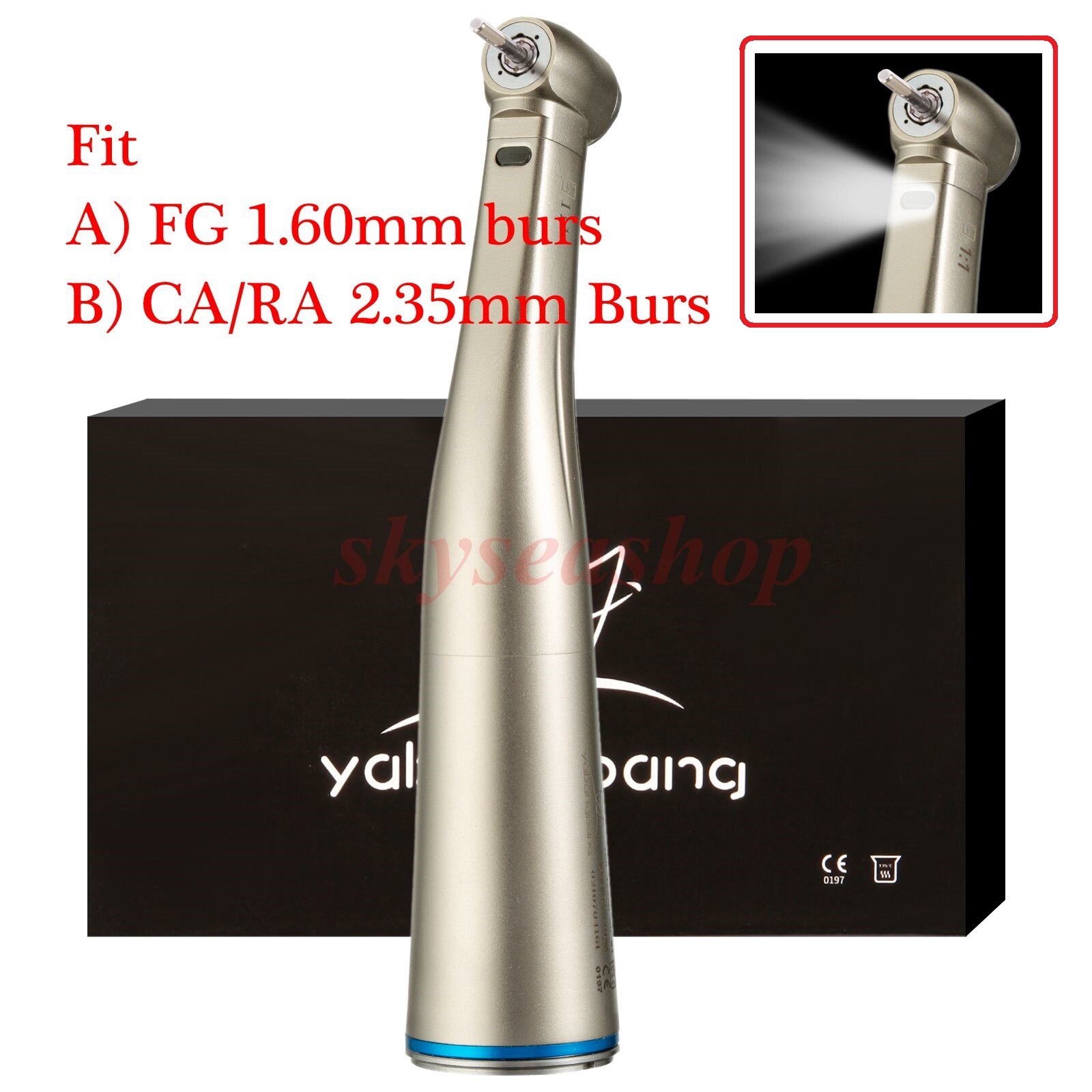 NSK Style Dental Fiber Optic Contra Angle Handpiece fit CA 2.35mm/FG1.60mm Jd