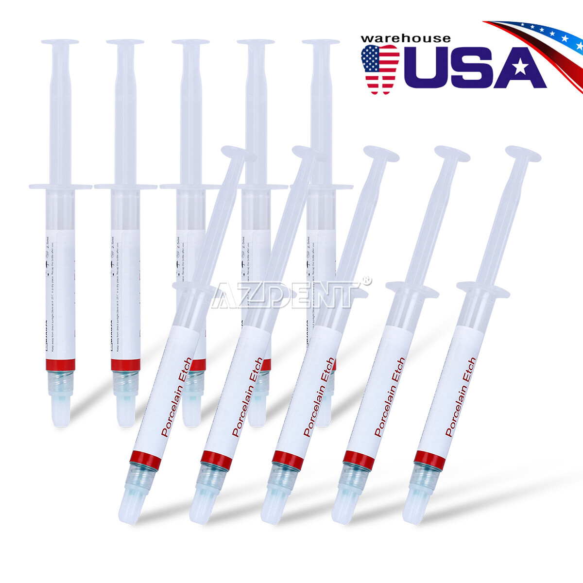 Dentex Dental Porcelain Etch Gel 9.5% Hydrofluoric Acid Etchant 3 Syringe 2.5ml