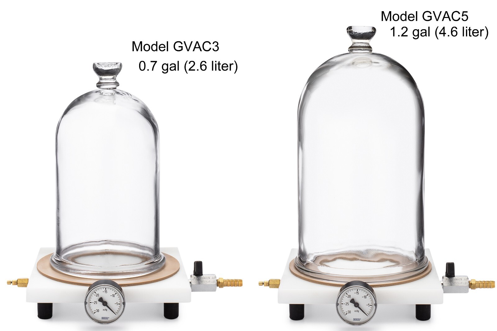 Glass Bell Jar Vacuum Chamber, 1.2 gal (4.6 L), Vacuum to Less Than 0.1 Torr