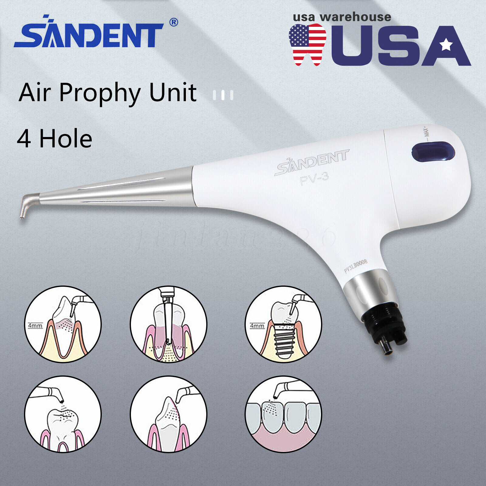 Dental Air Flow Teeth Polishing Polisher Handpiece Hygiene Air Prophy Jet 4Holes