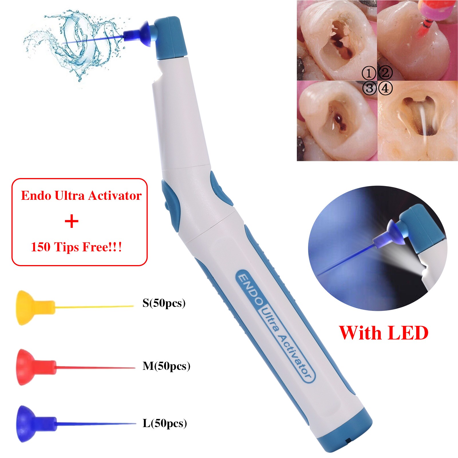 Dental LED Endo Ultrasonic Sonic Activator Root Canal Irrigator + 150Tips Free