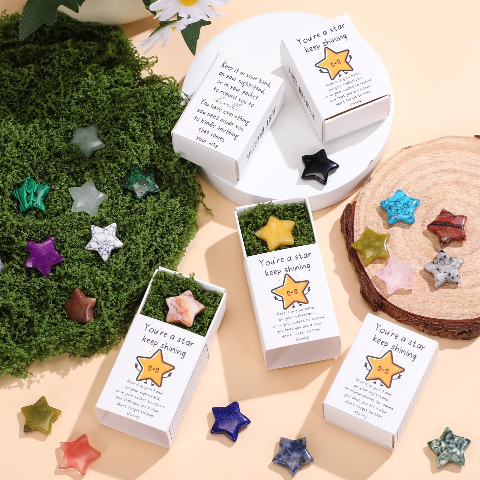 Motipuns 36 Sets End Of The Year Gifts Pocket Hug Token Bulk Star Natural