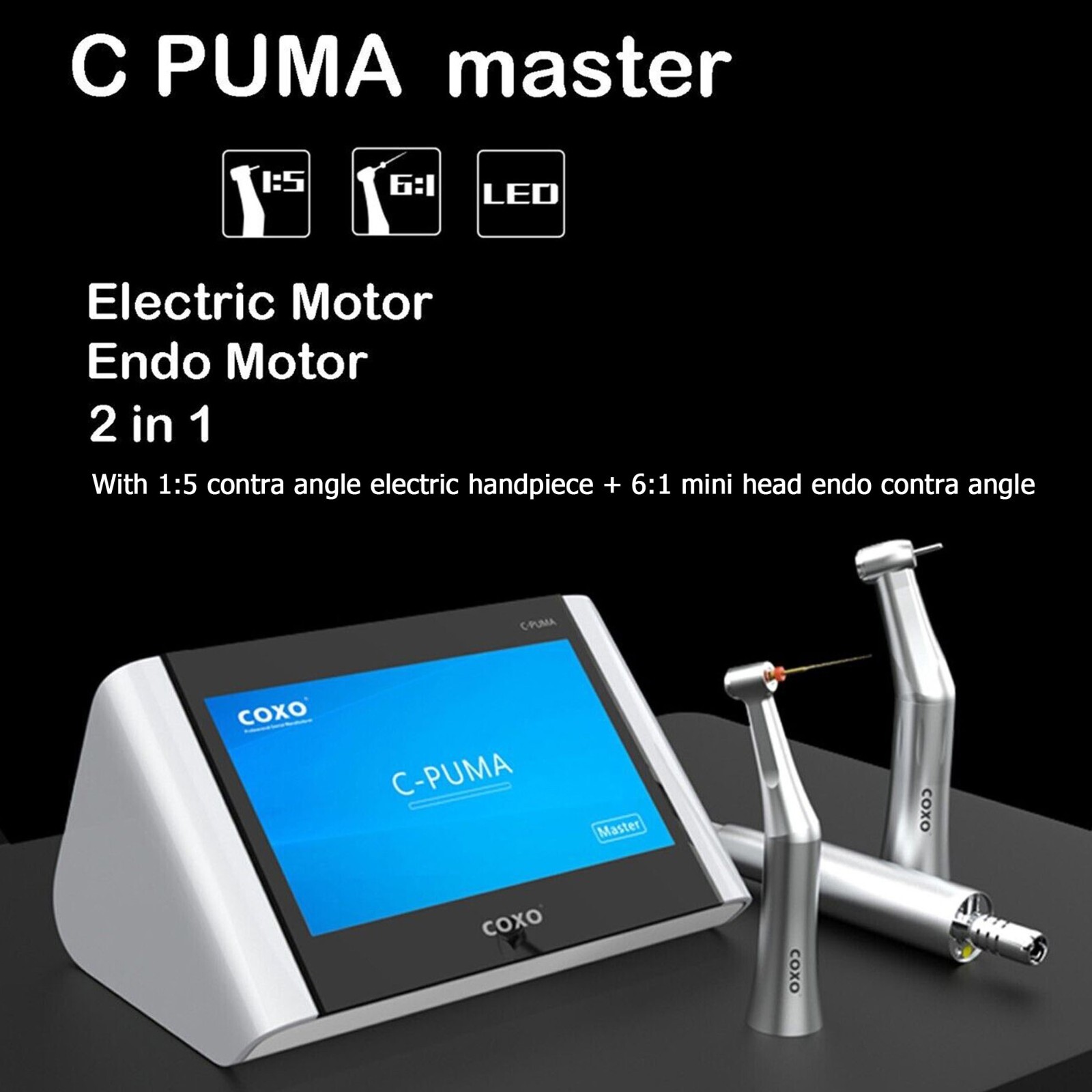 COXO Dental Electric Motor LED 1:5 Contra Angle 6:1 Endo Handpiece C PUMA Master