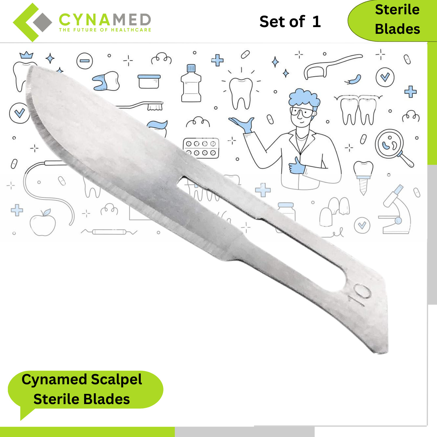 Cynamed Scalpel Sterile Blades Individually Foil Wrapped Carbon Steel Box of 100
