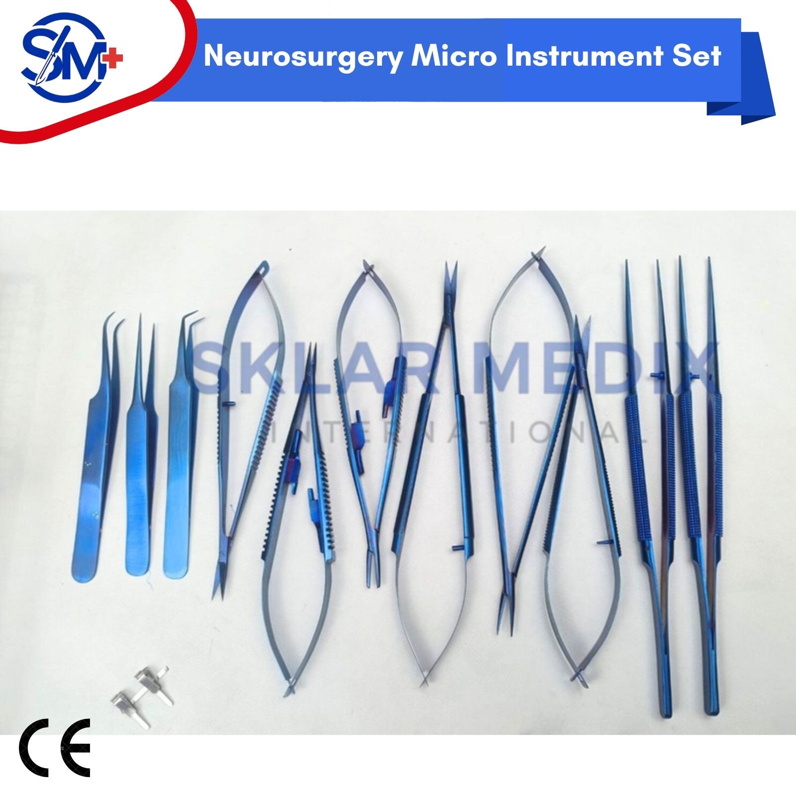 Micro Surgery Instrument Set Neurosurgical Titanium Coated Instrument + Mesh Box