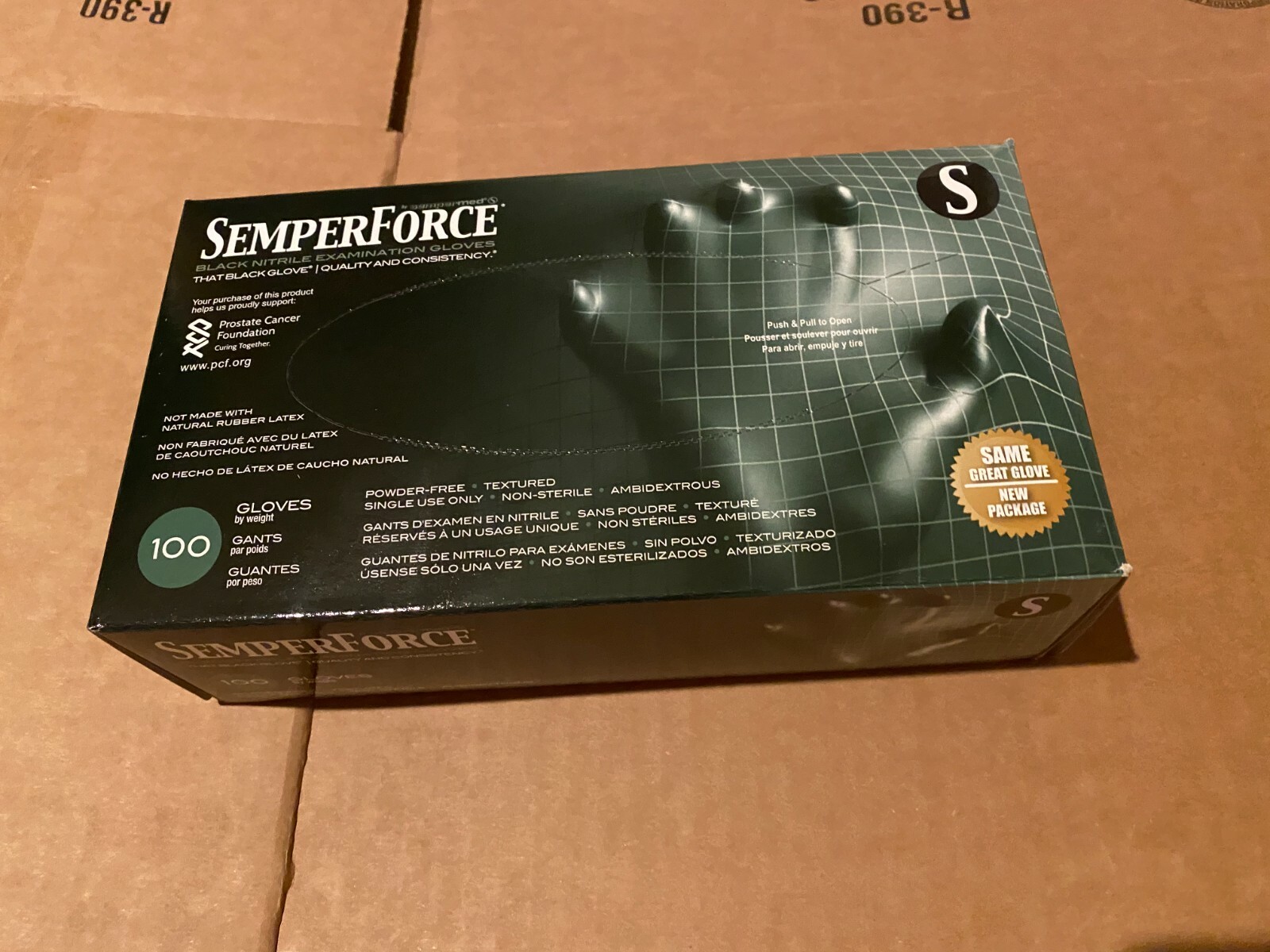 SemperForce BKNF102 Black Nitrile Gloves, Size S, 100 count, ESD Safe