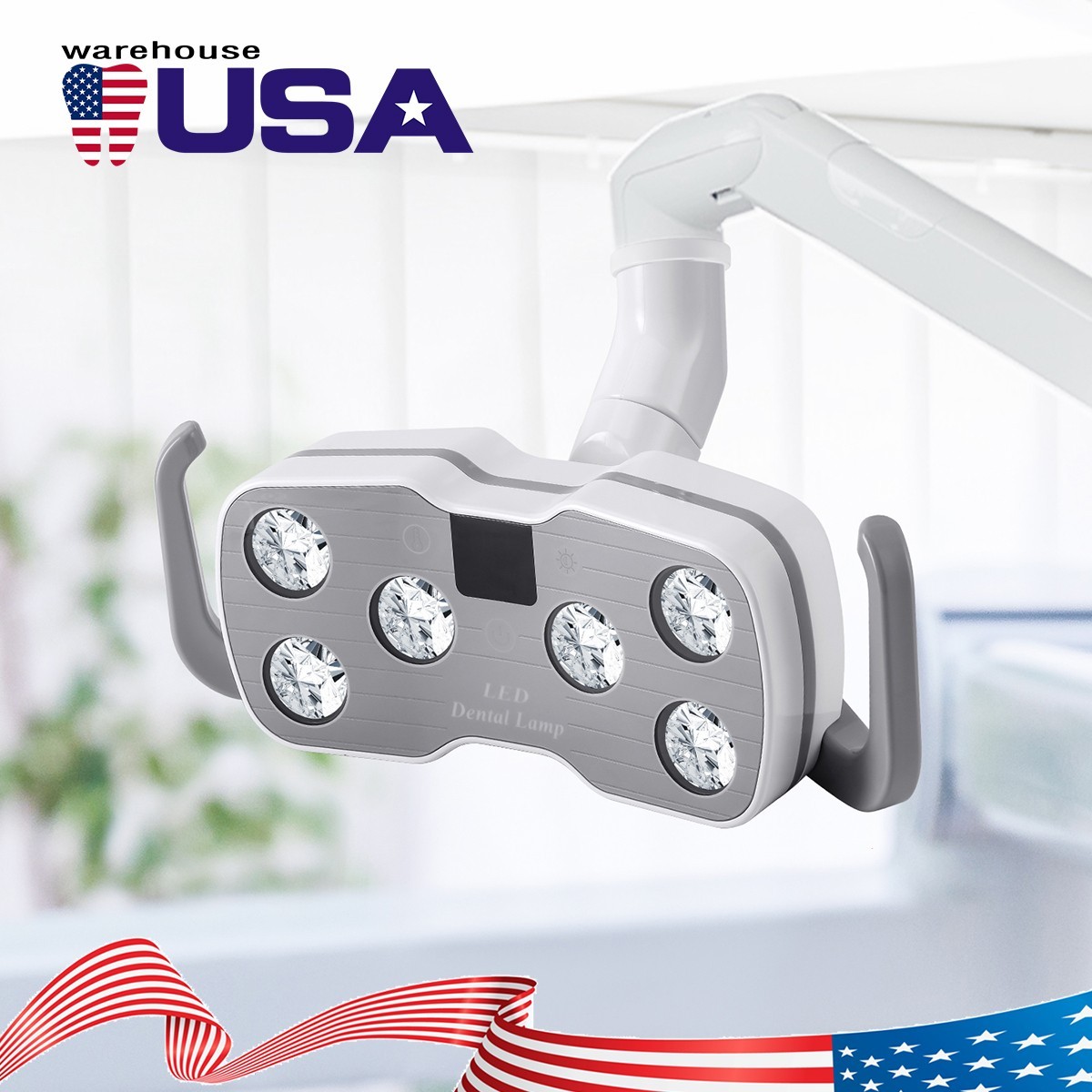 Dental Oral Cold Light Lamp For Chair Unit 6LED LCD Display Lamp 2Yellow+4White