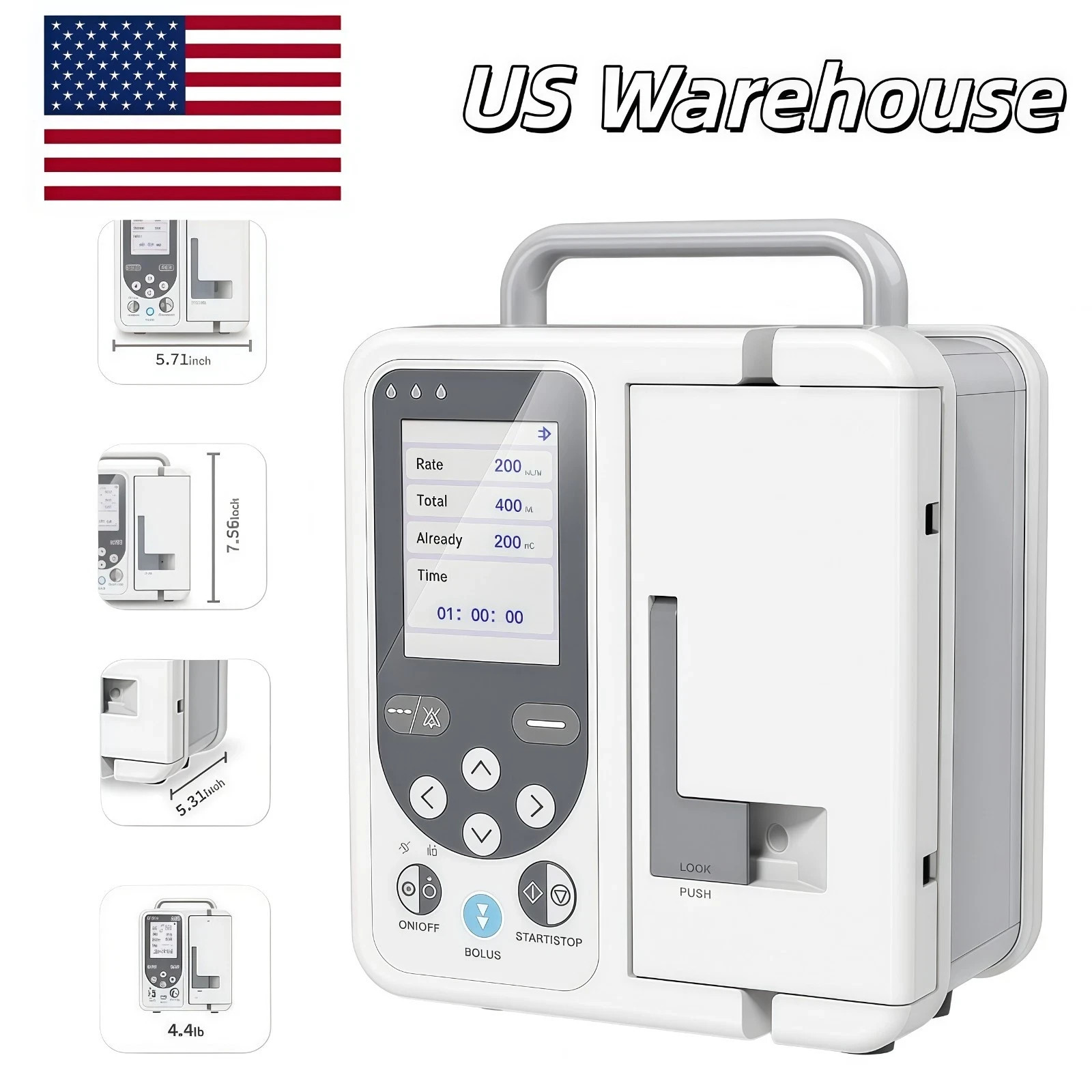 SP750 Portable Volumetric Infusion Pump Anti-Bolus System Full Safety Alarms