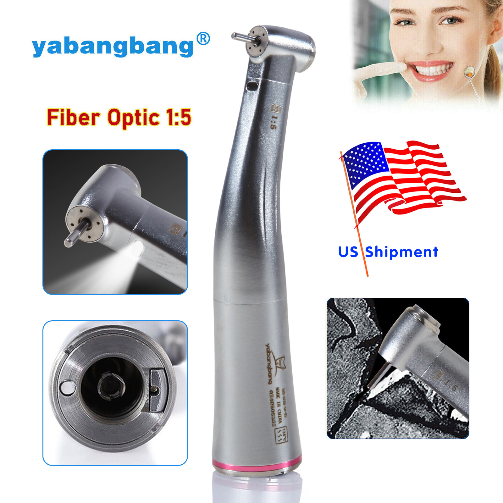 Dental 1:5 LED Contra Angle Handpiece FOR Electric Motor MT2 MT3