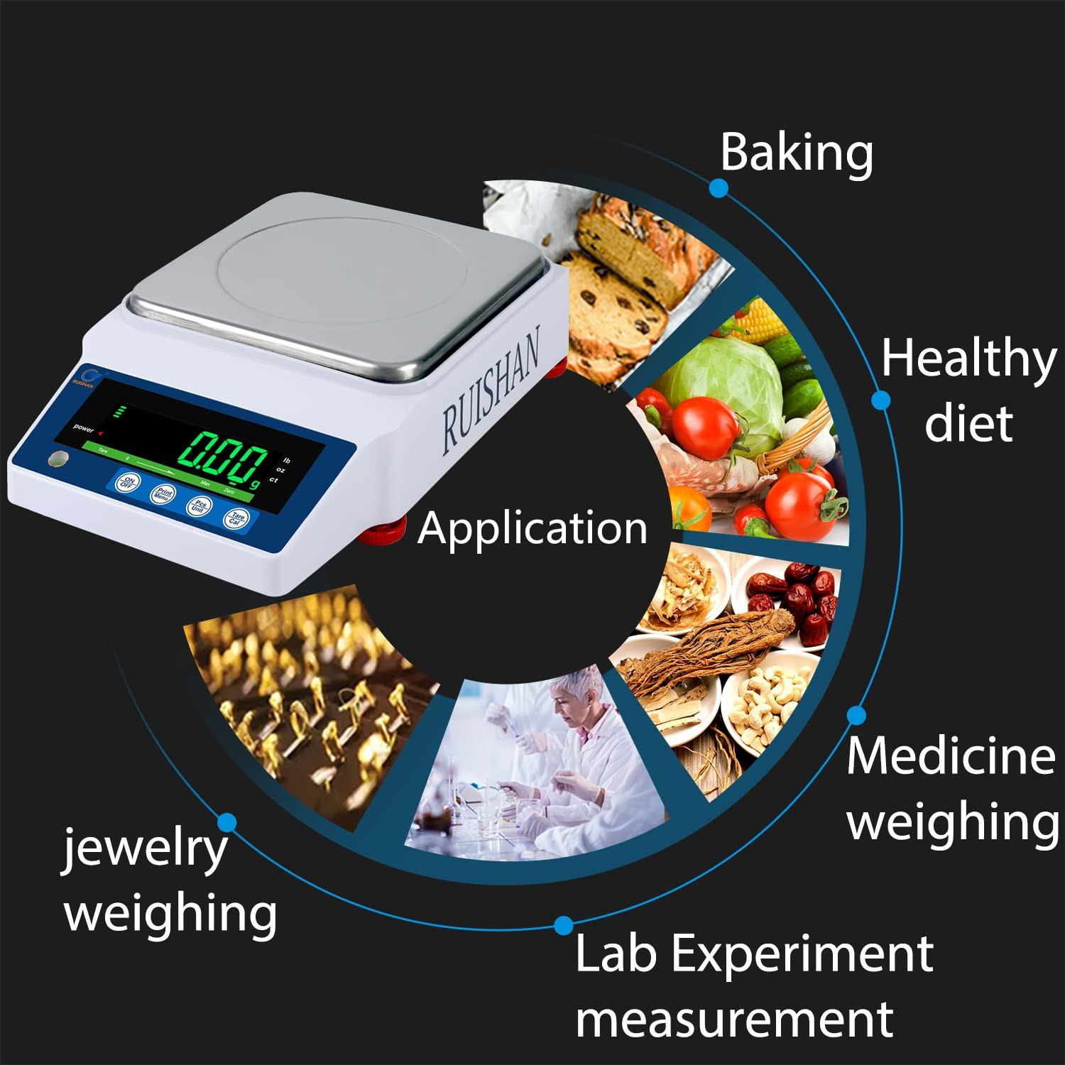 High Precision 5000g x 0.01g Digital Analytical Balance Scale