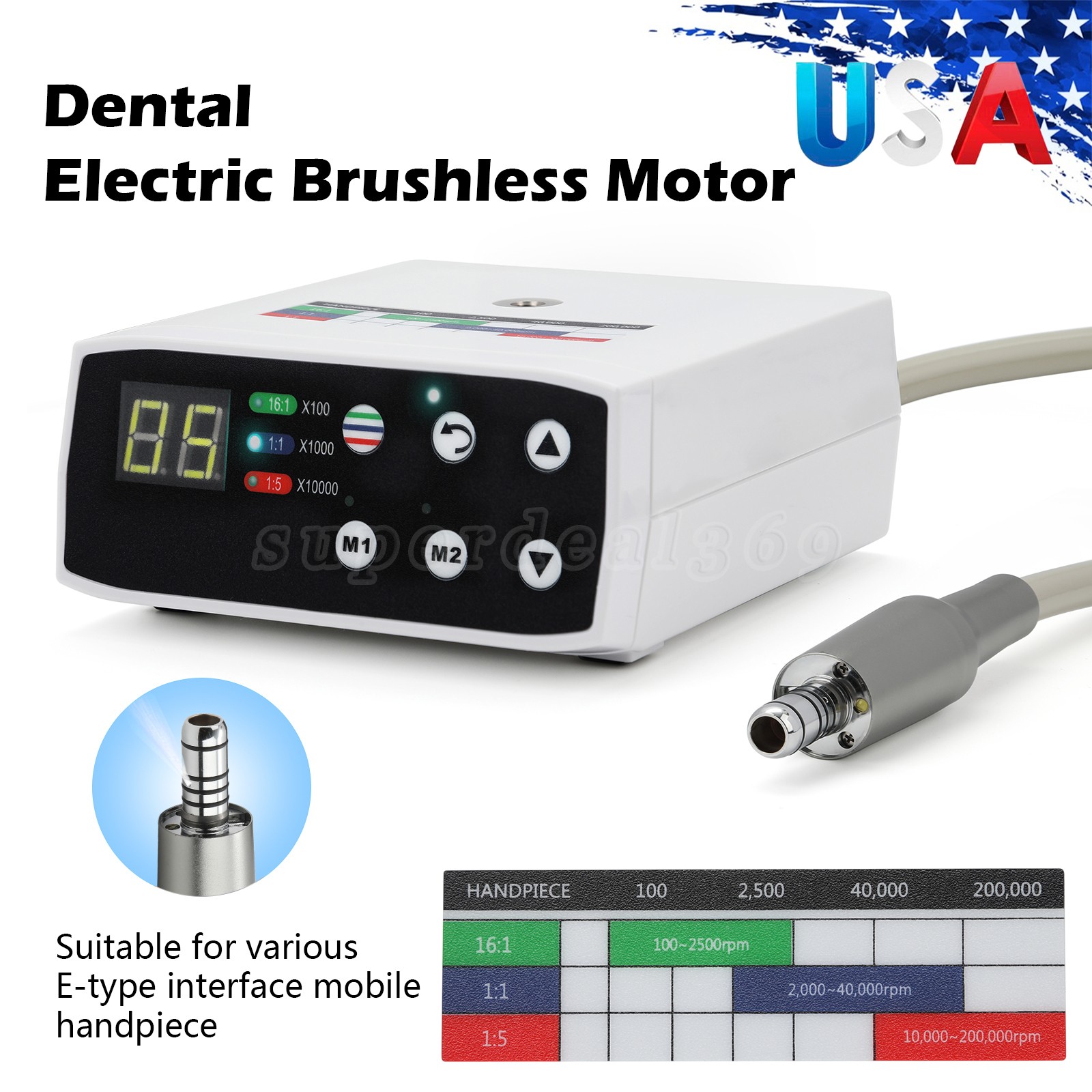 Dental Brushless LED Electric Micro Motor Fit NSK E-Type 1:1/16:1/1:5 Handpiece