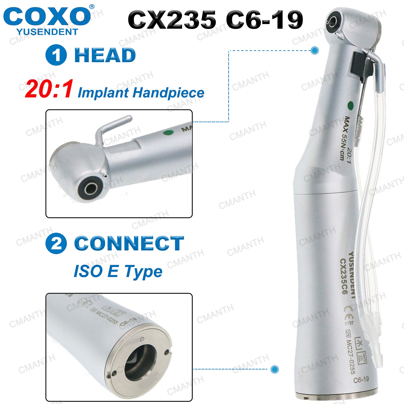 US COXO Dental 20:1 Implant Surgery Low Speed Handpiece Contra Angle CX235 C6-19