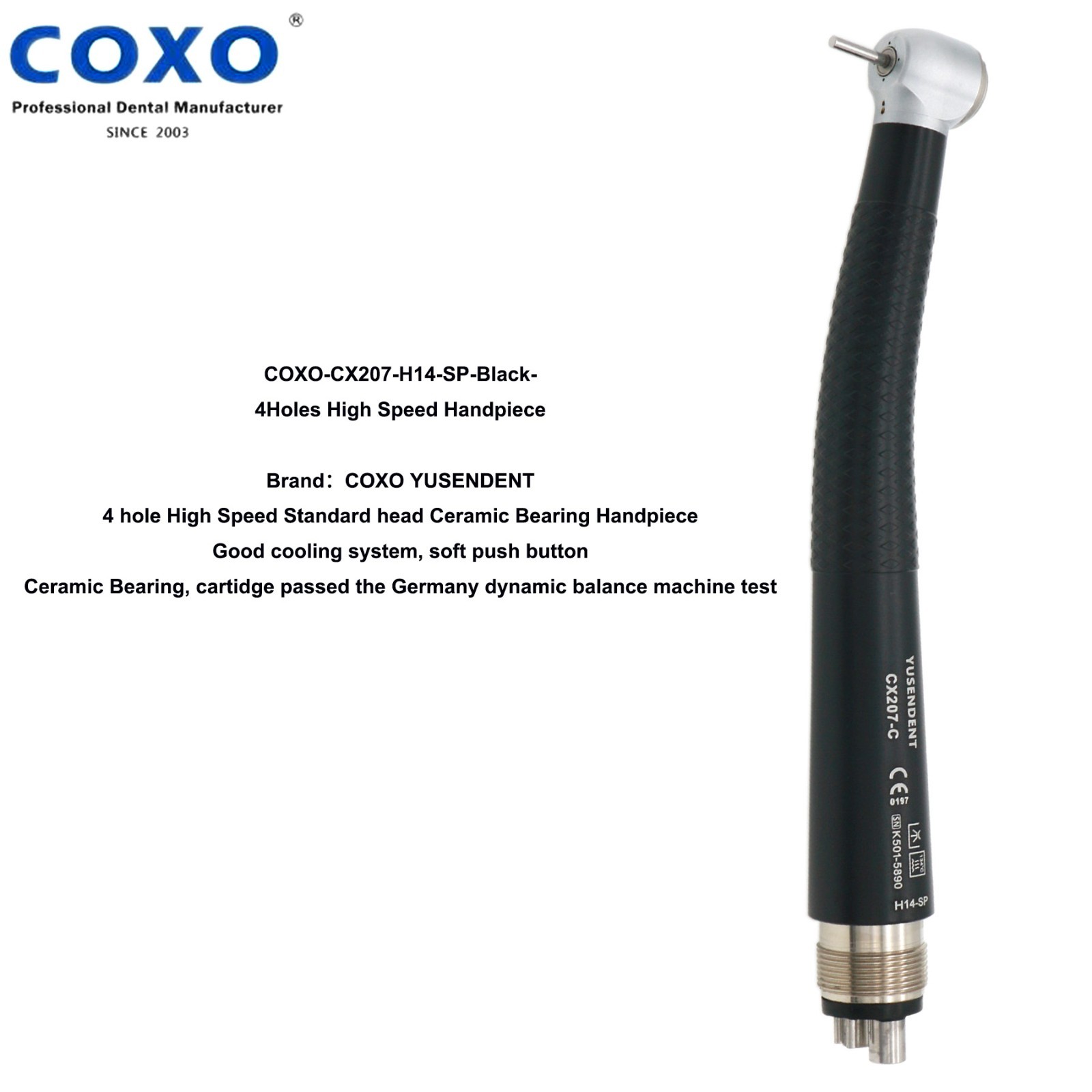 COXO Dental High Speed Handpiece 4 Hole Anti-retraction Standard Head Colorful