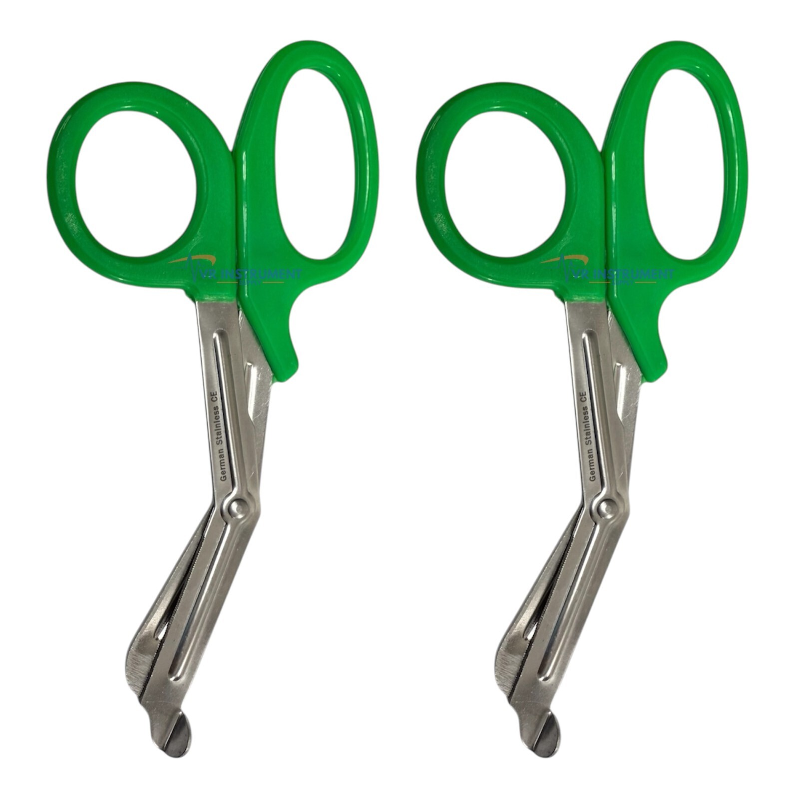 VR Instrument Supply Medical Scissors EMT and Trauma Shears Green Handle 2 Pcs