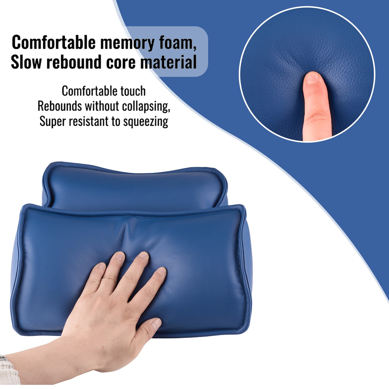 Dental Chair Neck Pillow Lumbar Cushion Memory Foam Microfiber Leather Dark Blue