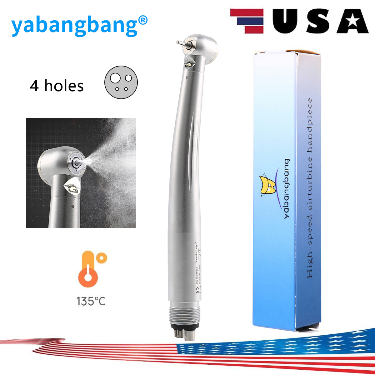 1-4 E-generator Dental LED Fiber Optic High Speed Handpiece 4 Holes