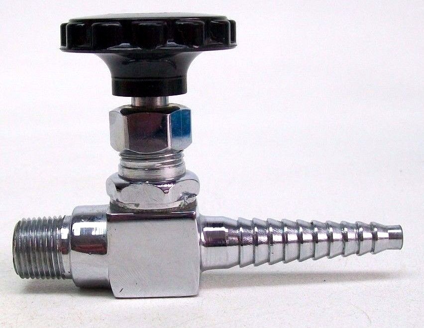 NOS STRAIGHT STEAM STOP , SERRATED TIP, 3/8″ NPT MALE INLET BRASS CHROME KB